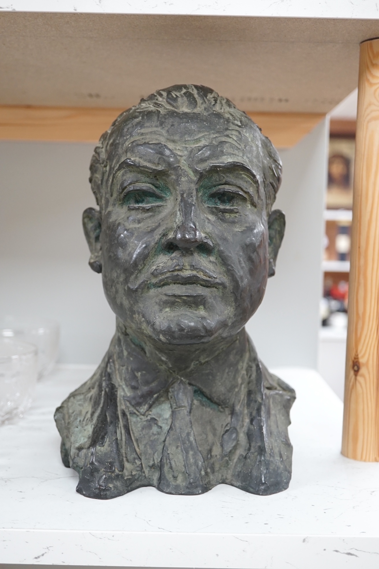 Mid 20th century bronze bust of a gentleman, Valsuani foundry mark, 30cm high. Condition - good.